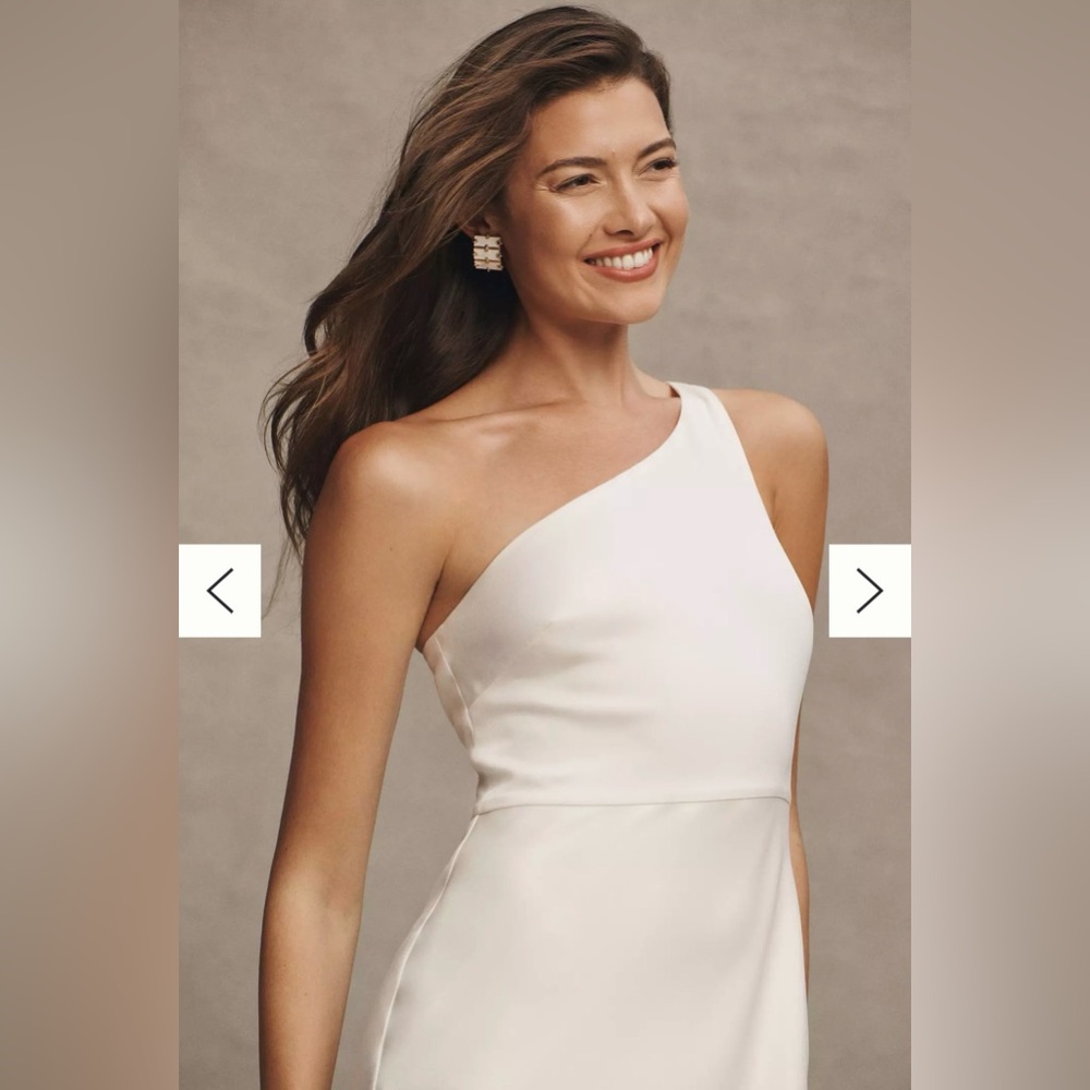 BHLDN Elegant One-Shoulder White Dress - Picture 3 of 12